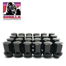 24pc Gorilla Factory OEM Stock Style Large Seat Black Wheel Lug Nuts 14x1.5 14mm