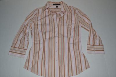 EXPRESS DESIGN STUDIO BROWN PINK STRIPED DRESS SHIRT WOMENS SIZE SMALL S