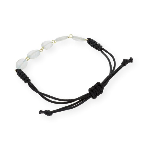 Pulsera con Topacios Blancos Irregulares y Oro 18k Cierre Macramé Ajustable - Imagen 6 de 8