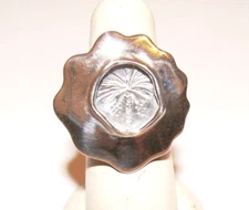 Hagit Gorali Israel Sterling Silver Shadowbox Style Recess Palm Tree Ring 5.25