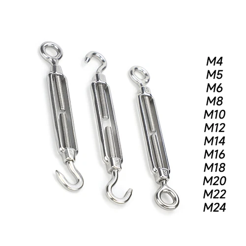 Turnbuckle Wire Tensioner Strainer Stainless Steel Hook and Rope Cable Tension - Picture 7 of 19