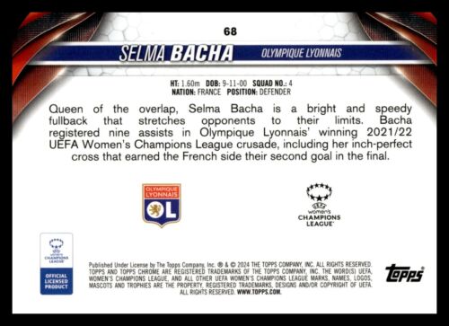 2023/24 Topps Chrome Selma Bacha 68 Femminile UEFA - Foto 2 di 2