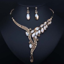 Crystal Jewelry Set Necklace Earrings Sets Women Bridal Wedding Xmas Party Gifts
