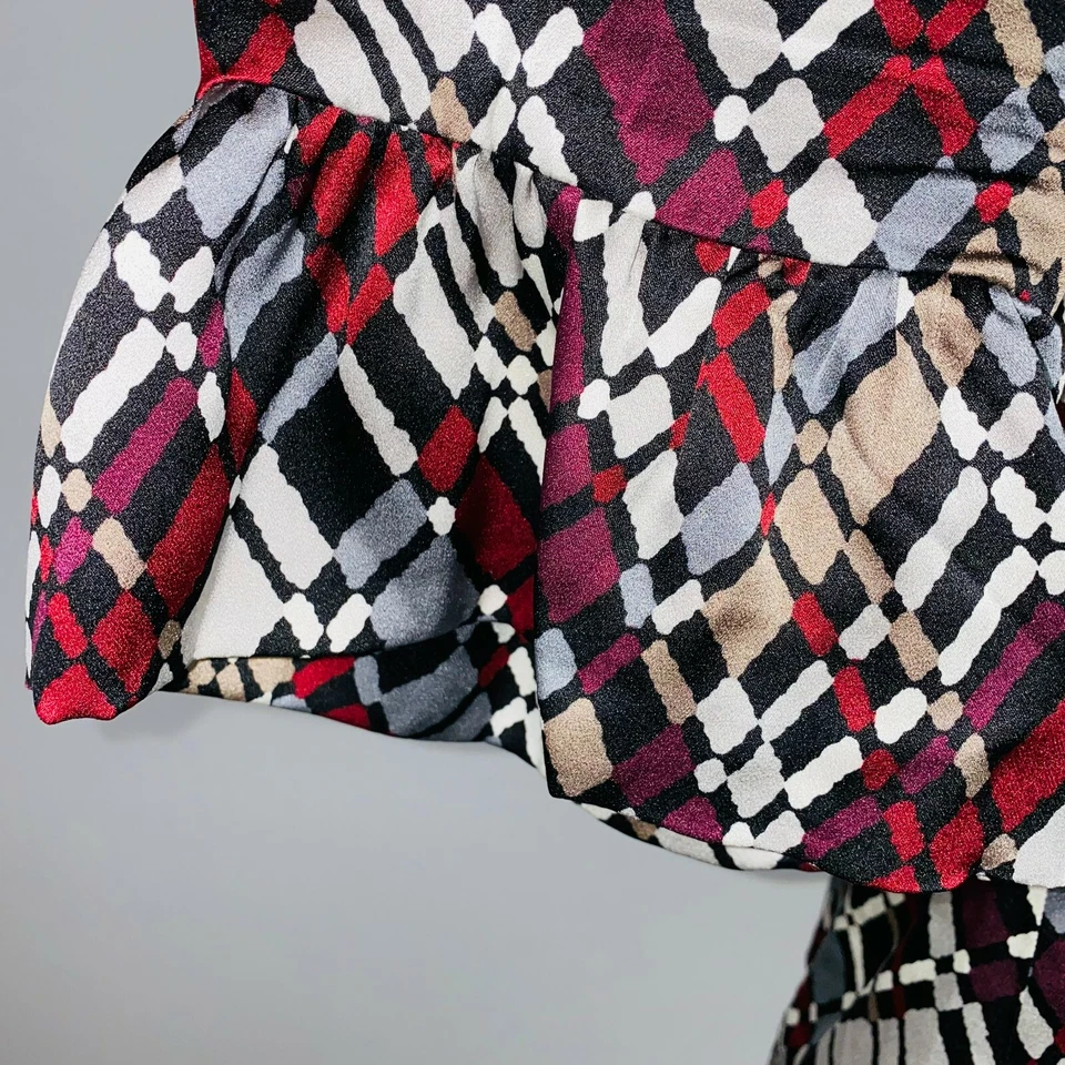 Top Trina Turk para mujer geométrico seda semi satinado ajustado busto abstracto S * Foto 4 de 4