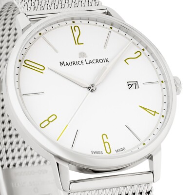 Maurice Lacroix Eliros Date GREEN Herrenuhr Milanaiseband EL1118-SS002-120-1 NEU