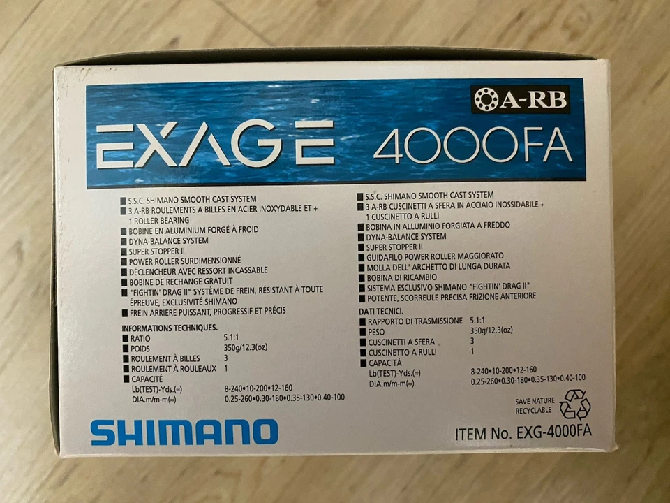 Shimano EXAGE 4000 FA Angelrolle mit Geflochtener Schnur Wie Neu ! Ersatzspule ! - Bild 4 von 4