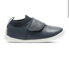 Clarks Baby Boy Blue Navy Leather Roamer Seek Shoes 2.5F EU18