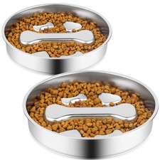 Best Stainless Steel Slow Feeder Dog Bowls 2 Pcs Food Bowl for  Cat - 2 Cups