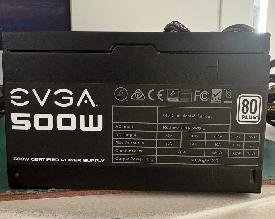 ALIMENTATORE ATX 500W 80+ WHITE EVGA 100-W1-0500-K2 PFC ATTIVO E PROTEZIONI - Immagine 2 di 4