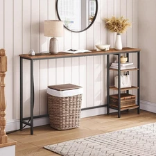 HOOBRO Console Table with Power Outlet 63" Behind Sofa Table Long Computer Desk