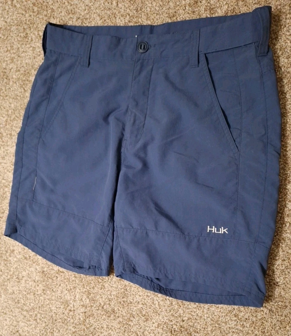 Huk Shorts Mens Size L Blue Performance Stretch Fishing Hiking Outdoor Camping
