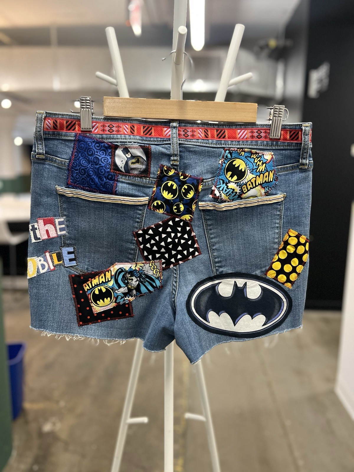 Batman Upcycled Custom Patchwork Collage Shorts 14 - image 2
