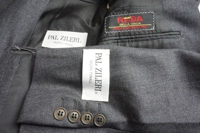 Pal Zileri Solid Gray 100% Wool 2 Pc Suit Jacket Pants 40 US BRAND NEW