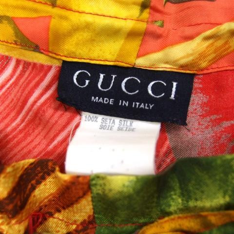 Gucci Fruchtmuster Seide 100% Setup goldener Knopf 44 Größe Made in Italy gebraucht - Bild 8 von 10