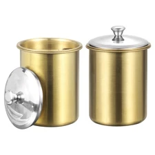 2pcs Car Ashtray with Lid Stainless Steel Smokeless Smell Butt Bucket, Gold