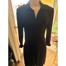 INC International Concepts Black Long Sleeve V-Neck Shift Dress Large