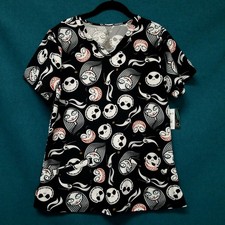 New W/Tags Nightmare Before Christmas Scrub Top Shirt Women's Size Medium