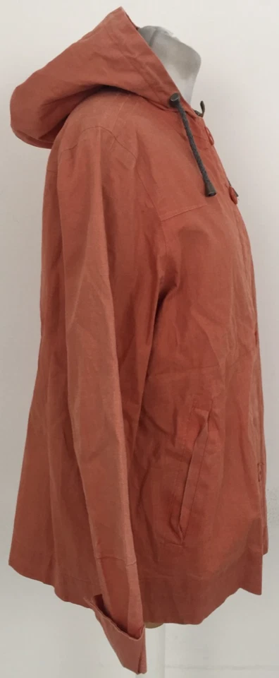 Seasalt Rain Women's Jacket size 12 Orange Hood Lined Zip Buttons Used F1 - Image 4 of 4