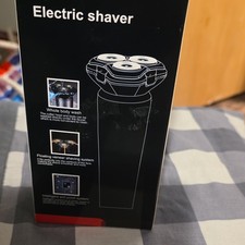 Men's Electric Facial Shaver 3-Head Rotary Motor, Washable, Black for Face