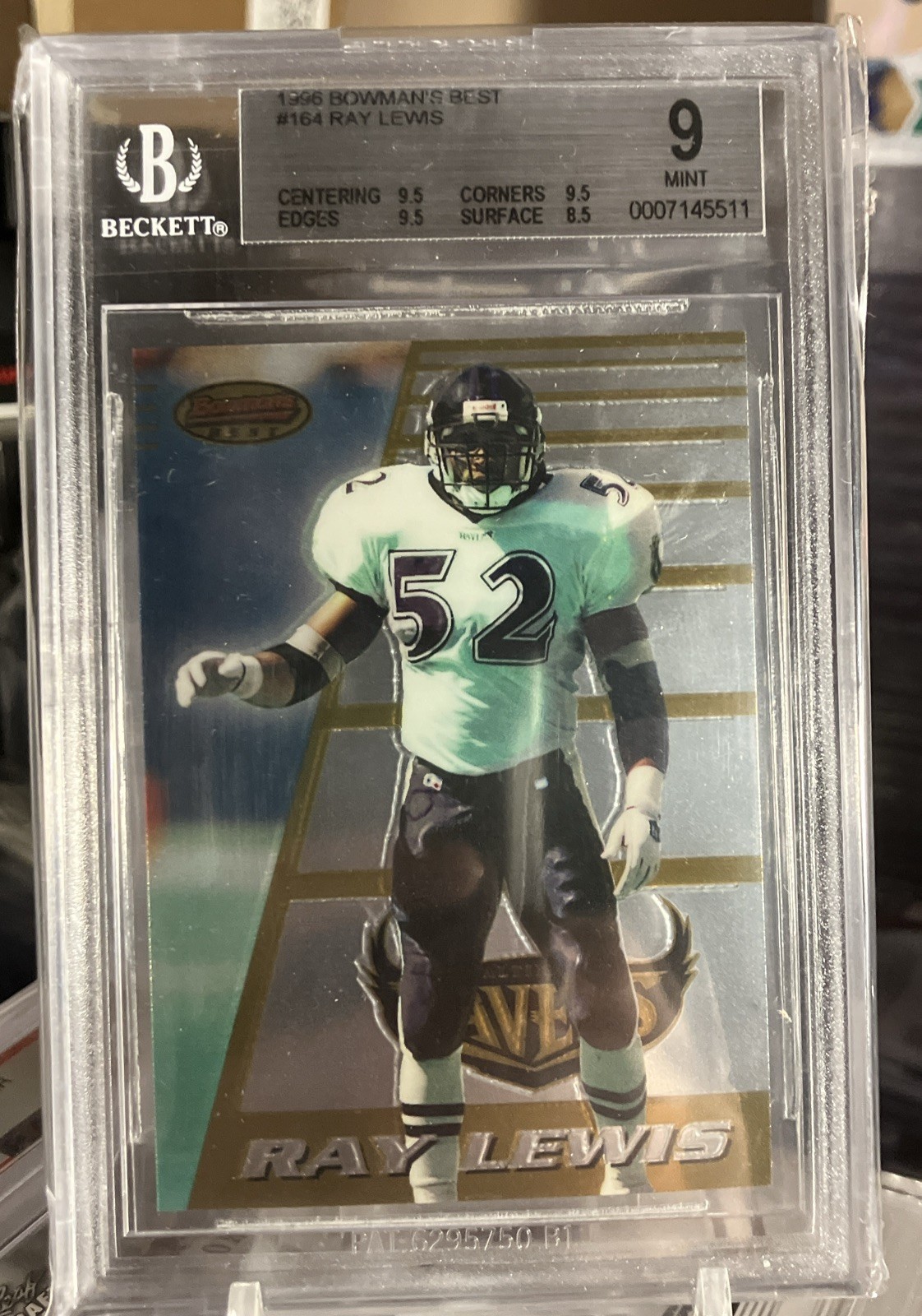 1996 Bowman's Best Ray Lewis #164 RC Rookie BGS 9