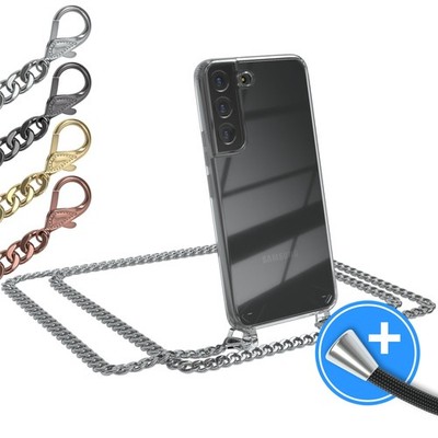 EAZY CASE für Samsung Galaxy S22 5G Hülle mit Band Handykette Metall transparent