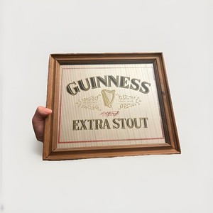 Vintage Guinness Extra Stout Bar Mirror Arthur Guinness signature 11 3/8"  9 7/8
