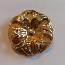 Vintage Gold Tone Inlaid 3D Flower Pattern Round Scarf Ring Clip