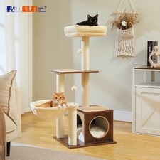 Cat Tree Multi-Level Wood Tower Condo Hammock Sisal Scratching Posts