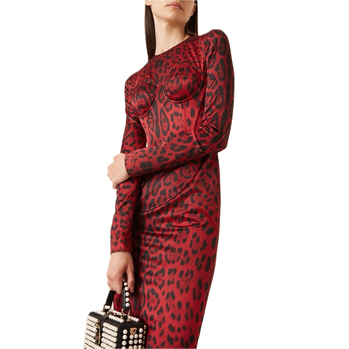 NWT Dolce & Gabbana Runway Runway Red Tubino bustier Leopard-Print