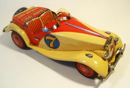 TIN FRICTION 1956 OVERLAND RACE WINNER MG CAR MIDGET RACER BANDAI JAPAN
