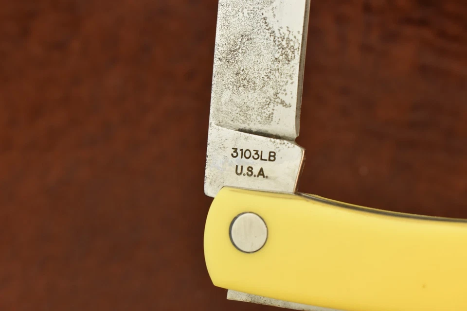 MOORE MAKER MATADOR TEXAS MADE USA YELLOW JUMBO LOCKBACK SODBUSTER KNIFE (28289) - Image 4 of 4