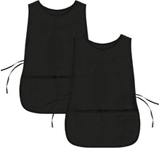 DALIX Cobbler Apron 2 Pockets Smock Regular 28.5" x 18.5" Black 2 Pack 