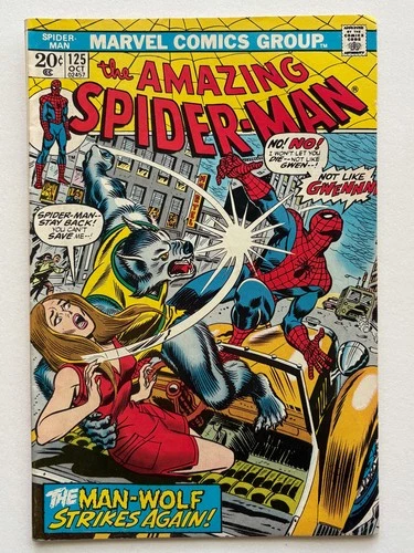 Amazing Spider-Man #125 (1973) Marvel Comics 2nd Man-Wolf FN+ dust shadow back