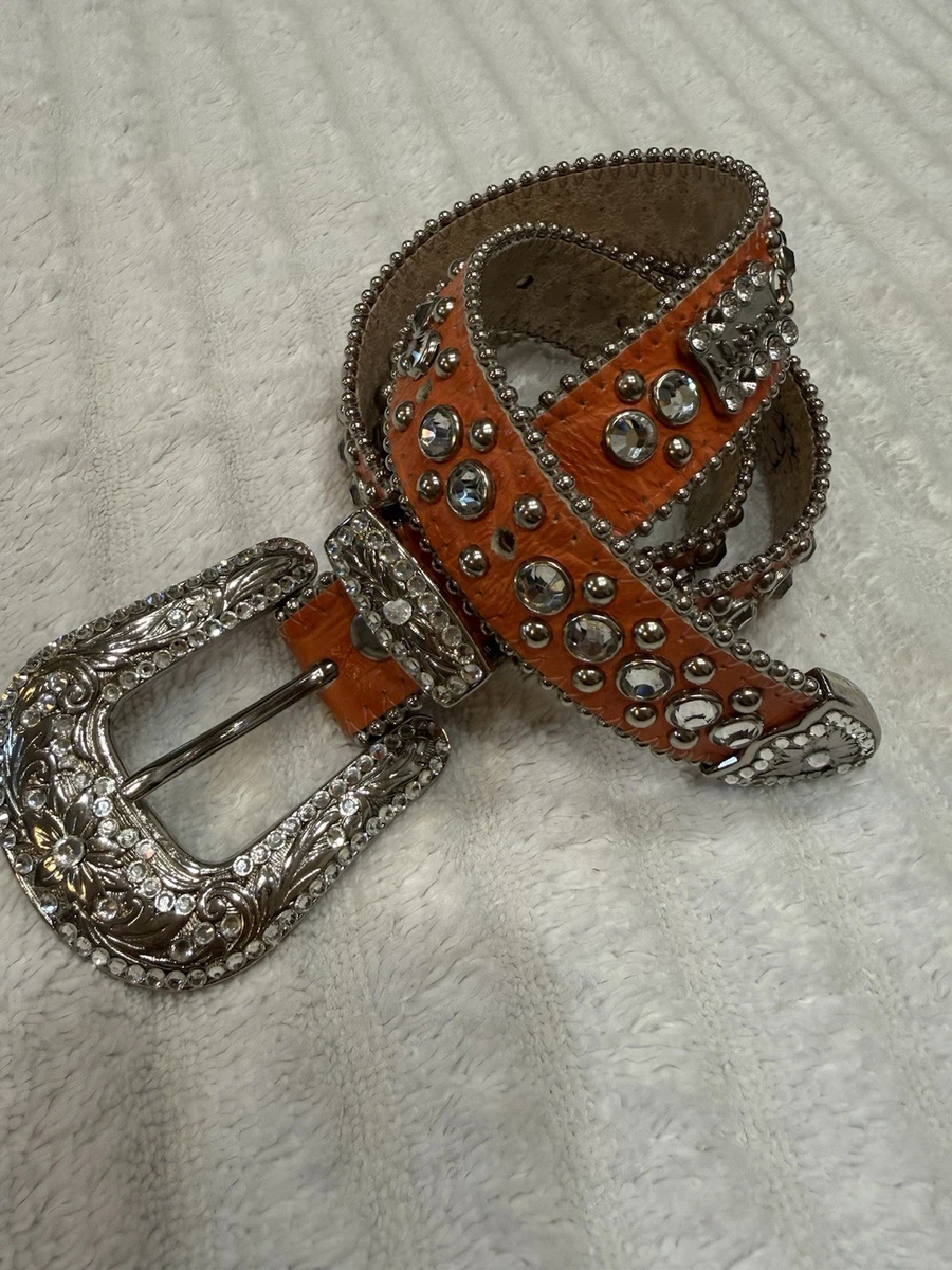DDD 3D Calf Hair Bling Studded Amber Rhinestone Western Belt Size 34 DDD 3D Calf Hair Bling Studded Amber Rhinestone Western Belt  main image 4