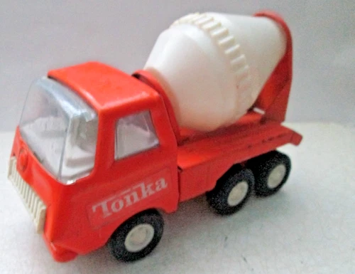 Tonka Cement Mixer orange White Tin Toy 5" Metal Truck Collectible Vintage