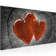 Bilder Herzen Holz Bild Wohnzimmer Schlafzimmer 100x40 cm grau rot braun