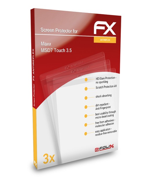 3x Lámina Protectora de Pantalla para Maxx MSD7 Touch 3.5 mate y antigolpes 3x Lámina Protectora de Pantalla para Maxx MSD7 Touch 3.5 mate y antigolpes