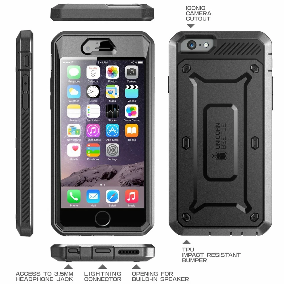 SUPCASE Para iPhone 6 6s Plus, Estuche Multicapa Cuerpo Completo Cubierta Pantalla Incorporada Foto 3 de 4