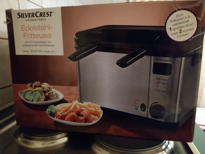 SILVERCREST  EDELSTAHL FRITTEUSE 4 L ÖL DEKRA GEPRÜFT + OVP + NP EUR 43 LIDL +