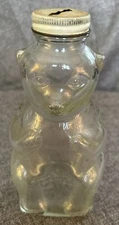 Snow Crest Beverages Glass Bear Bottle Bank 1950s Salem Massachusetts Vintage