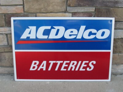 Vintage 1980's AC Delco Batteries Large Metal Service Station Sign 24x36''