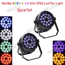 BECEN 2pcs Waterproof led par 18x18w RGBWA UV 6in1 led Par Can light Dj Stage