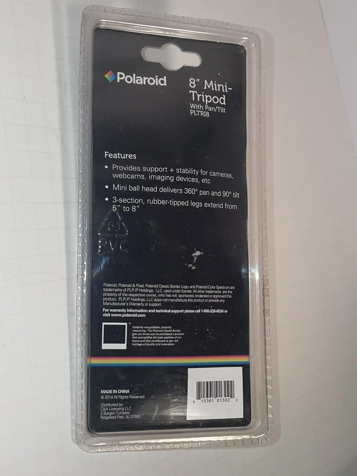 Polaroid PLTR18 8" Heavy Duty Mini Tripod With 360° Pan 90° Tilt For Cameras NEW - Image 2 of 2