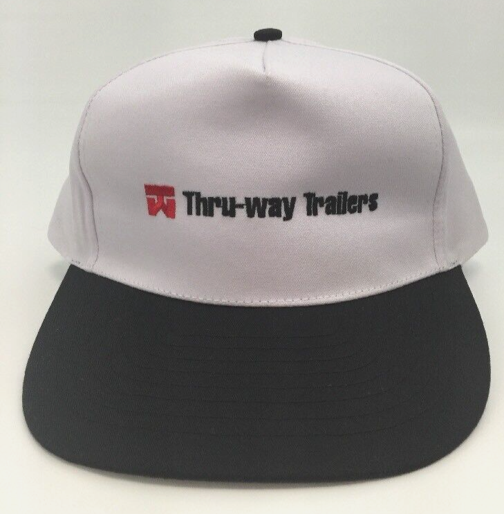 Adjustable SnapBack Trucker Hat White Thru-Way Trailer Black Bill-image