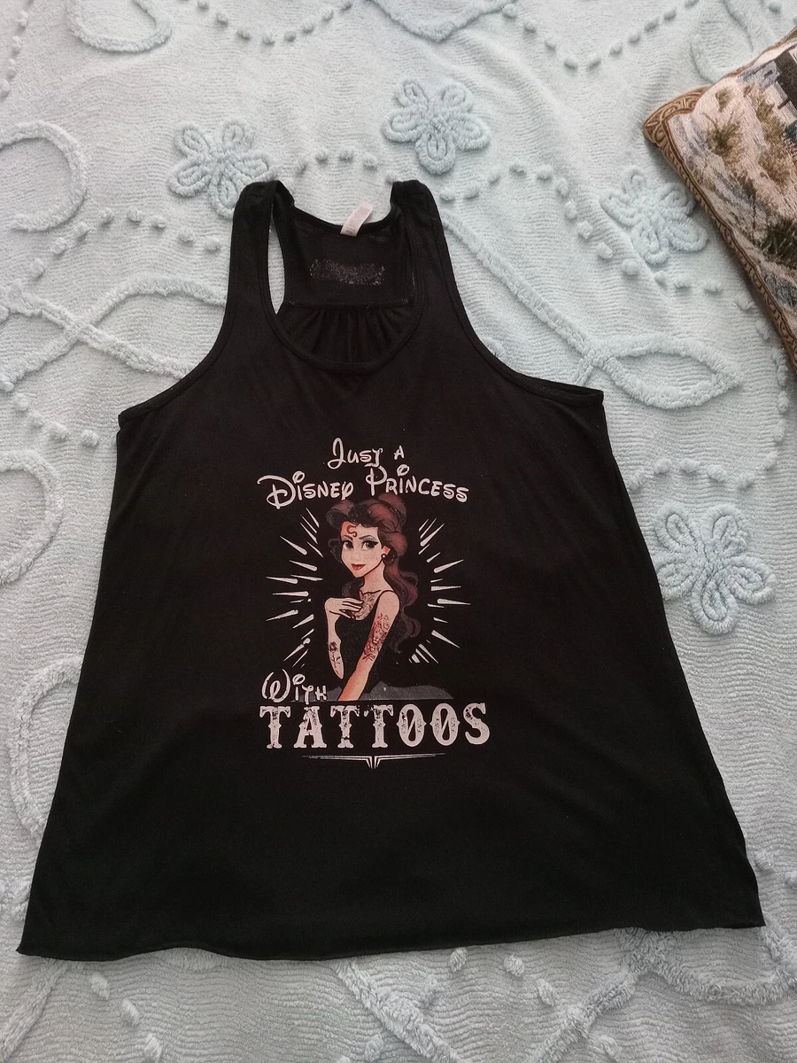 Bella Canvas Disney Princess with Tattoos Black Racerback Tank Top Womens  2XL