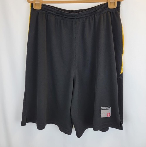 Vintage Gold Fitnessstudio Herrenshorts klassisch schwarz gelb Sport Activewear Größe L
