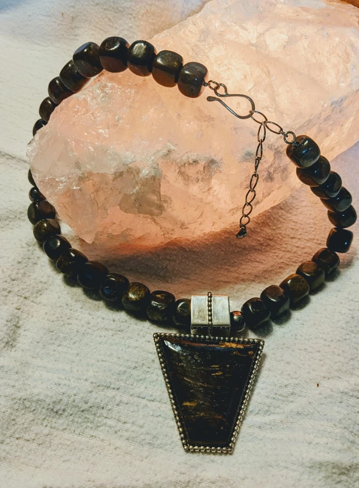 Bronzite Jay King DTR Necklace China Sterling .925 16" W/ Ex 3" Chain Extender  - Image 3 of 4