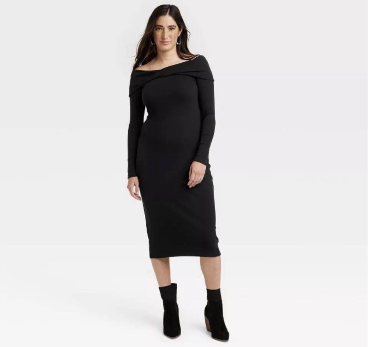 Women's Long Sleeve Midi Bodycon Dress - Universal Thread Black M Women's Long Sleeve Midi Bodycon Dress - Universal Thread Black M
