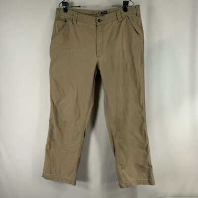 Carhartt Pants Mens 34x30 Beige Relaxed Workwear Work Rugged Flex Stains