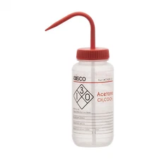 Acetone Wash Bottle, 500ml - Wide Mouth, Pre-Labeled - LDPE - Eisco Labs